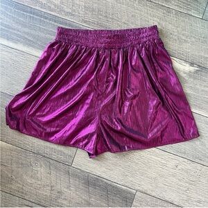 Zara Fuchsia Pink Purple Metallic Shinny Shorts Size Small